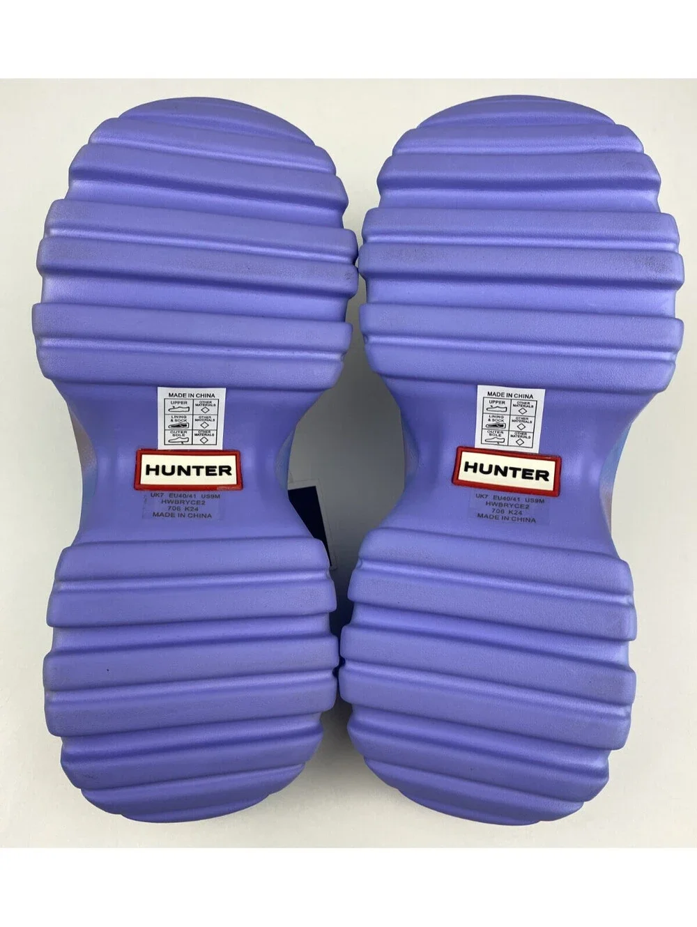 Hunter Bryce Platform Clogs Women's Size 9 Purple Marble Lug Sole NEW